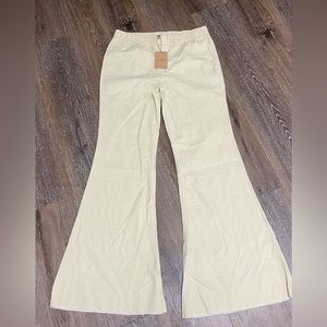 Thin ivory corduroy like flare pants